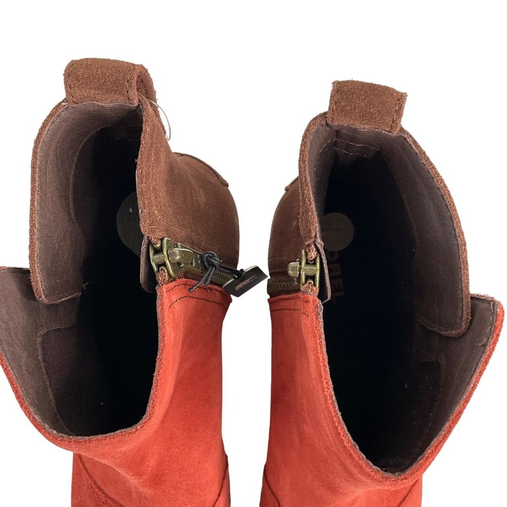 Sorel Boots Women's Size 6.5 Cate Bootie Carnelian Red Leather side zip $180 - Picture 7 of 14